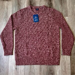 George Men's Heather Wine Cable Knit Sweater Size L - NWT